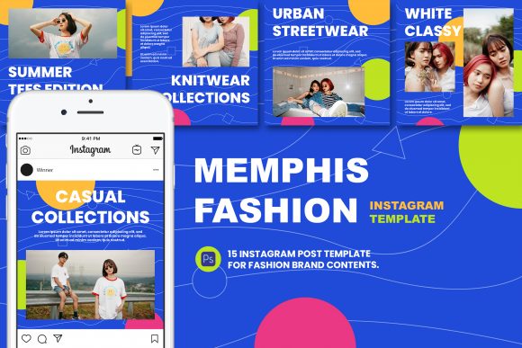 Download Memphis Fashion Instagram Post Template - Fashion Collection